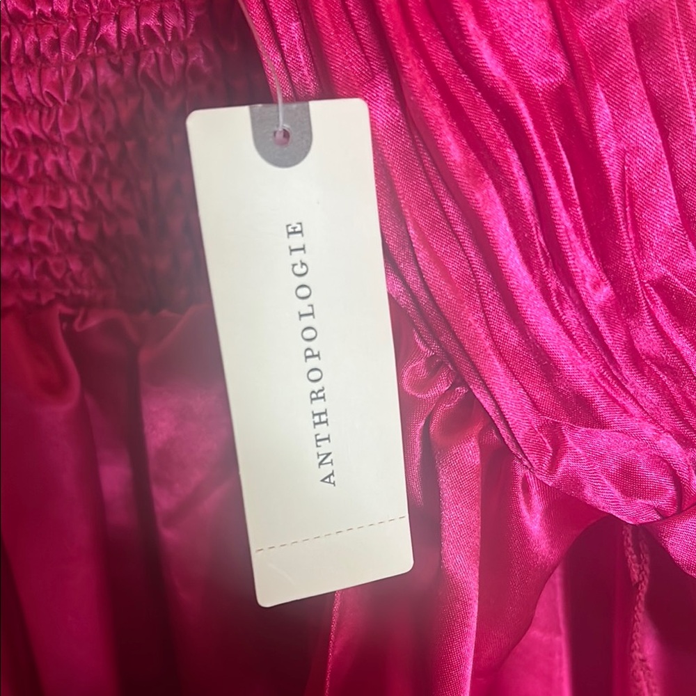 Anthropologie (NWT) HOT Pink Satin Bow statement Dress- - Picture 10 of 11